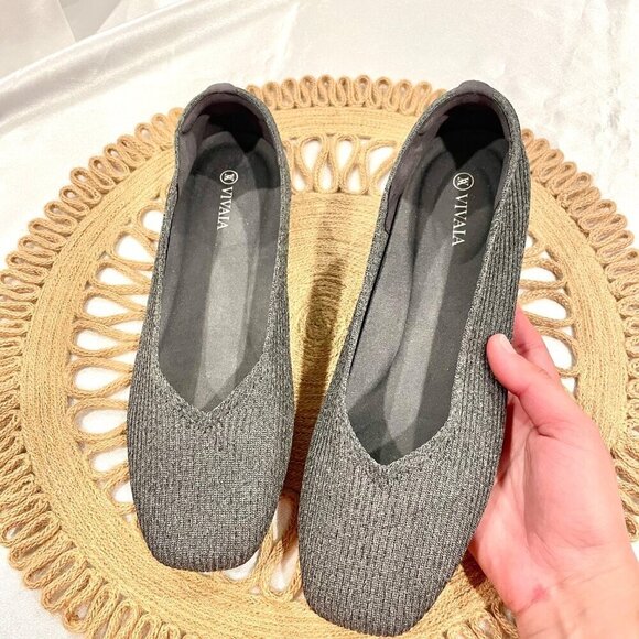 Vivaia Square-Toe V-Cut Flats Margot 2.0 Rich Grey Size EU 41.5 - Picture 3 of 11